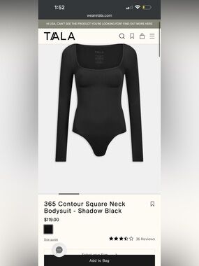 TALA 365 Contour Square Neck Long Sleeve Bodysuit - Taupe Brown